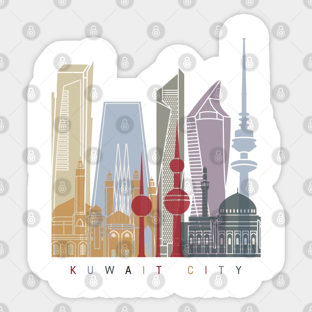 Kuwait city skyline poster Sticker by PaulrommerArt